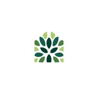 The natural house logo in green can be used as a symbol, brand identity, company logo, icon, or others. Colors and text can be changed according to your needs. vector