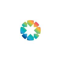 círculo colorido con estrella, logotipo de la lente de la cámara, icono del logotipo del estudio de fotografía vector