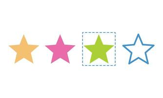 Vector set of stars multiple colours shadows