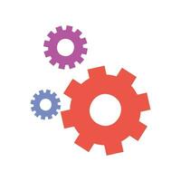 Vector gears cog wheel icon red green flat shape pictogram mechanism system cogwheel simple