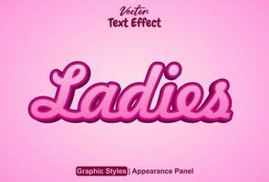 ladies text effect with graphic style in pink and editable. vector