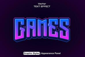 blue games text effect with a modern and editable style. vector