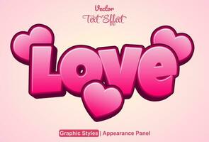 love text effect with pink graphic style and editable. vector