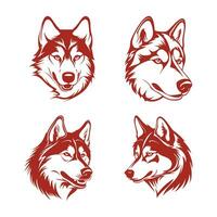 Set of head wolf vector illustration, wolf mascot design element