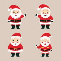 Set of funny Santa Claus with different emotion holiday cap to christmas illustration vector