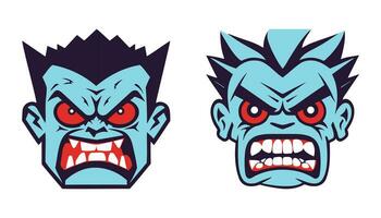 collection of oni mask or face vector illustration isolated white background