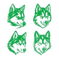 Set of head wolf vector illustration, wolf mascot design element