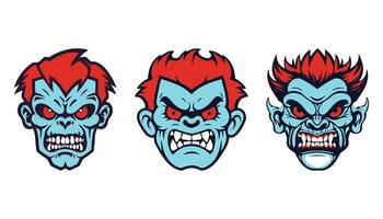 collection of oni mask or face vector illustration isolated white background
