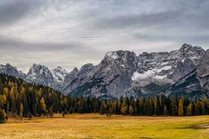 Scenic landscape of Dolomites, Belluno Province, Dolomiti Alps, Italy photo