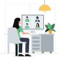 Woman working from home vector