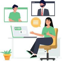 Woman working from home vector