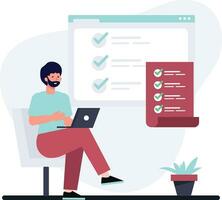 Man with to do list vector