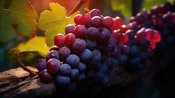 AI generated Ripening of red vines for wine production photo