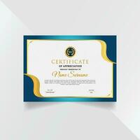 Professional and premium certificate template design with golden geometric shapes vector