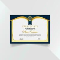 Professional certificate template with golden geometric shapes vector