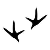 Vector silhouette of two chicken feet patterns on a white background. The shape of the chicken's footprints is black.