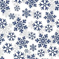 Seamless Christmas pattern with dark blue snowflakes on white background. Winter decoration. Happy new year vector illustration.