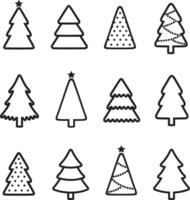 Christmas tree line icon. Holiday design elements set. Happy New Year vector illustration.