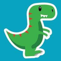 Vector drawing of smiling dinosaur for graphic printing happy green dinosaur sticker