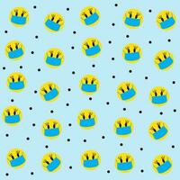 Emoji face mask pattern with face mask on blue background vector