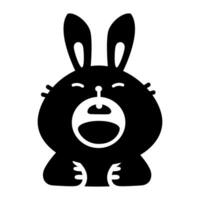 Cute black bunny icon cartoon character vector isolated on white background. Happy Easter.