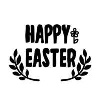 Cute black vector calligrahy isolated on white background. Happy Easter.