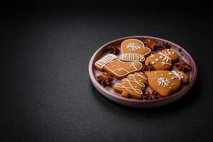 Delicious gingerbread cookies with honey, ginger and cinnamon photo