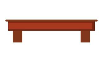 Vector wooden table traditional japan tray empty furniture in cartoon style isolated on white background