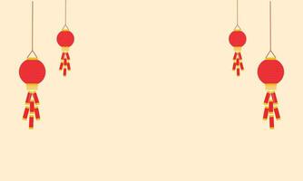 Vector hanging chinese lantern yellow background design
