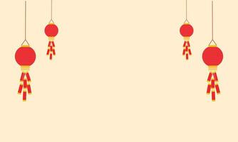 Vector hanging chinese lantern yellow background design