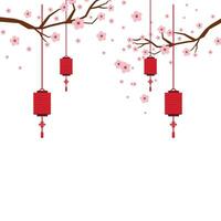 Vector decorative sakura tree for chinese new year festival background