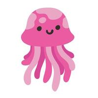 Vector cute jellyfish swimming in ocean cartoon vector icon illustration