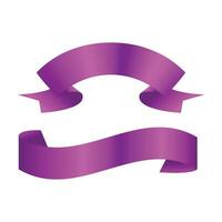 Vector purple glossy ribbon banners set. collection object stripe, frame classic tag