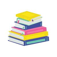 Vector hand drawn flat design stack of books on white background