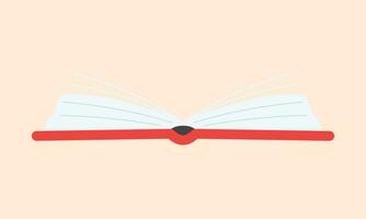Vector open red book library isolated illustration on white background