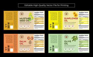 petróleo etiqueta diseño para mostaza semilla girasol petróleo aceituna y palma vector
