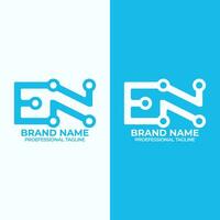 Letter E and N technology logo design vector for business industry