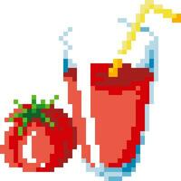 Tomato juice cartoon icon in pixel style vector