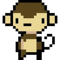 Monkey cartoon icon in pixel style vector