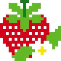 Strawberry cartoon icon in pixel style vector