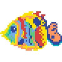 Fish cartoon icon in pixel style vector