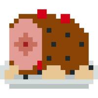 Ham cartoon icon in pixel style vector