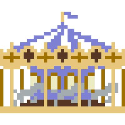 Carousel cartoon icon in pixel style