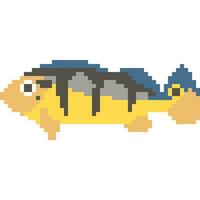 Fish cartoon icon in pixel style vector