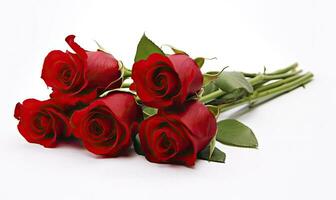 AI generated Red rose bouquet isolated on white background. AI Generated photo