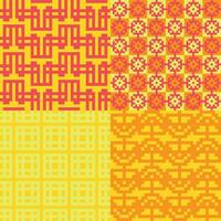 four different patterns with different colors and designs vector