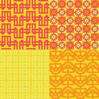 four different patterns with different colors and designs vector