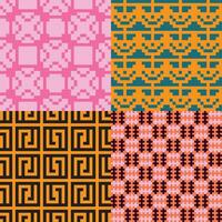 four different patterns with different colors and designs vector