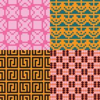 four different patterns with different colors and designs vector