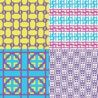 four different patterns with different colors and designs vector